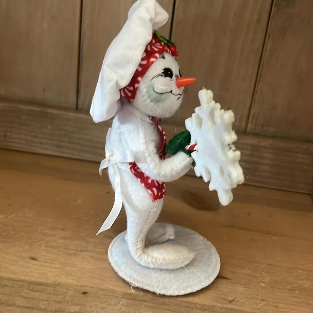 Annalee Peppermint Chef Snowman Holiday Christmas 2015 Snowflake Hat Apron
